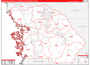 Homosassa Springs Metro Area Wall Map Red Line Style